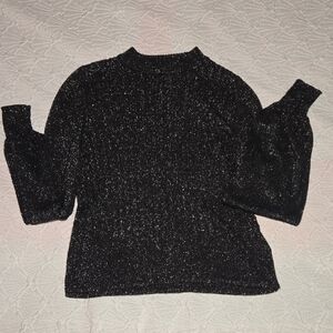 3/$10 POPSUGAR Black Cowl Neck Sweater with Subtle Sparkle